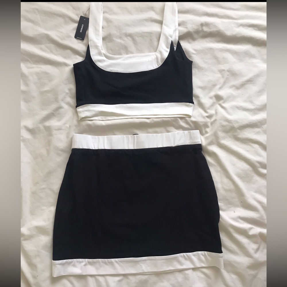 Black and White Skirt Set
